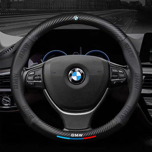 BMW steering wheel with logo in a car interior