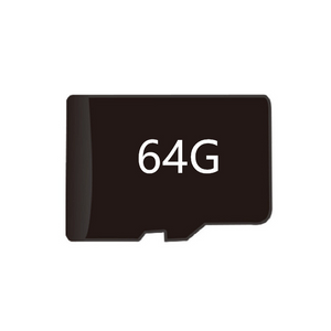 Black microSD card with '64G' text on a white background