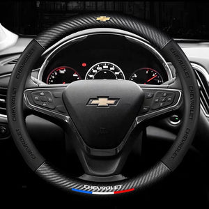 Steering wheel with Chevrolet logo and dashboard in the background