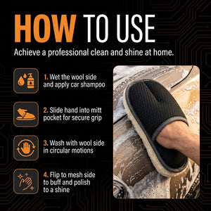Car Wash & Wax Glove – Dual-Sided Faux Wool Polishing Mitt