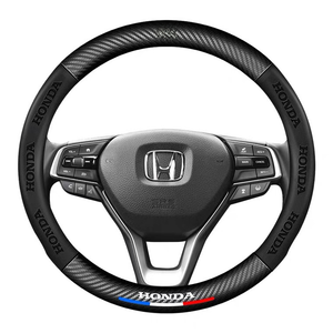 Honda steering wheel cover with carbon fiber texture on a white background