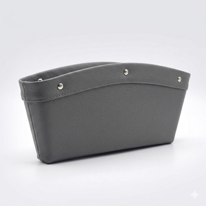 Gray pouch with silver studs on a white background