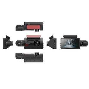 Multiple views of a car dashboard camera on a white background