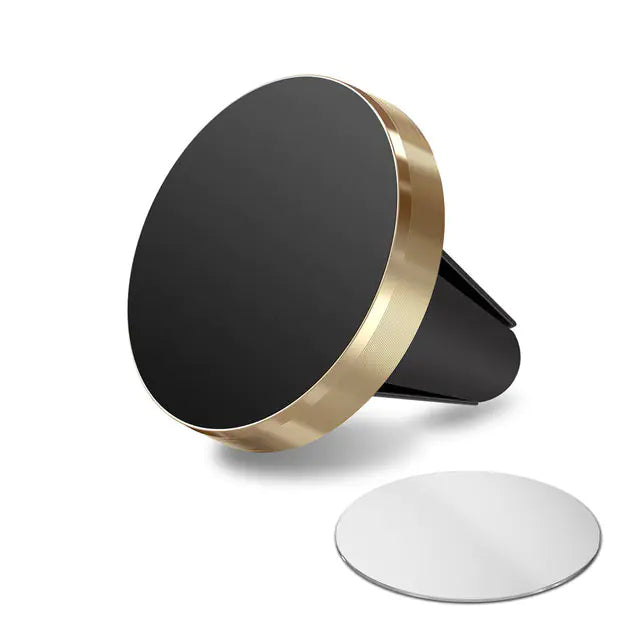 Black and gold car mount phone holder on a white background