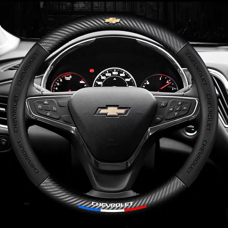 3D Carbon Fiber Embossed Leather Steering Wheel Cover