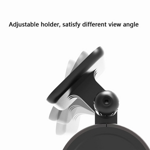 Adjustable phone holder with text 'Adjustable holder, satisfy different view angle' on a white background