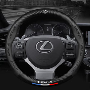 Steering wheel with Lexus logo in a car interior