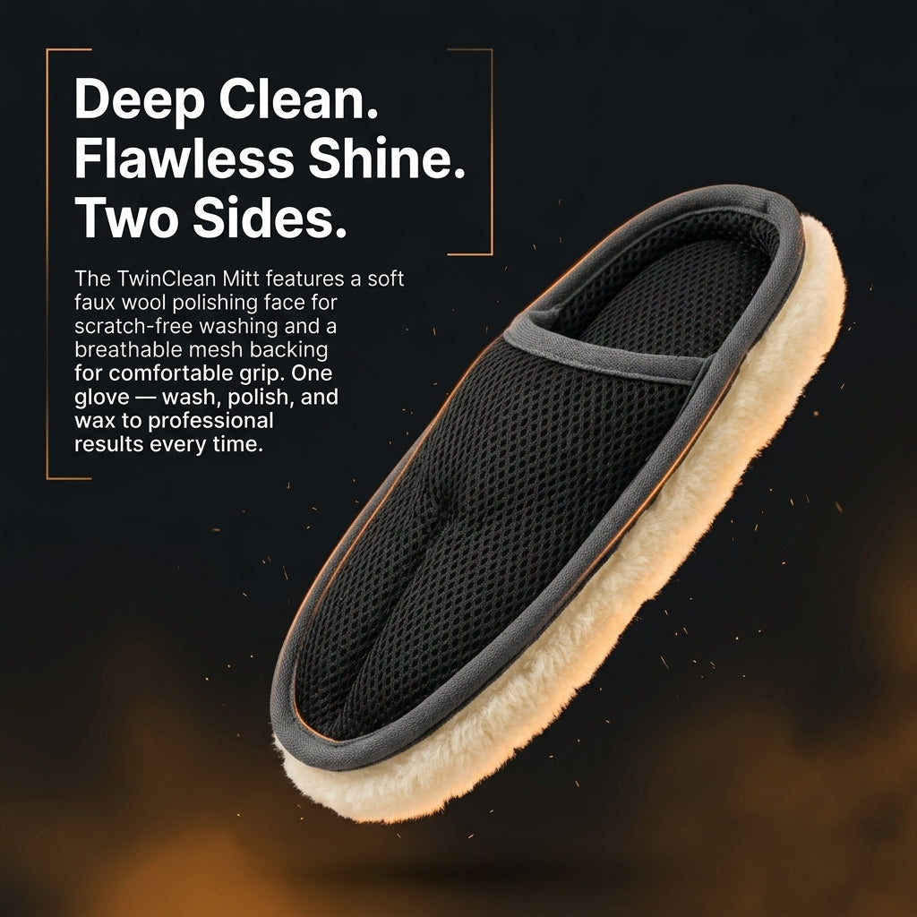 Car Wash & Wax Glove – Dual-Sided Faux Wool Polishing Mitt