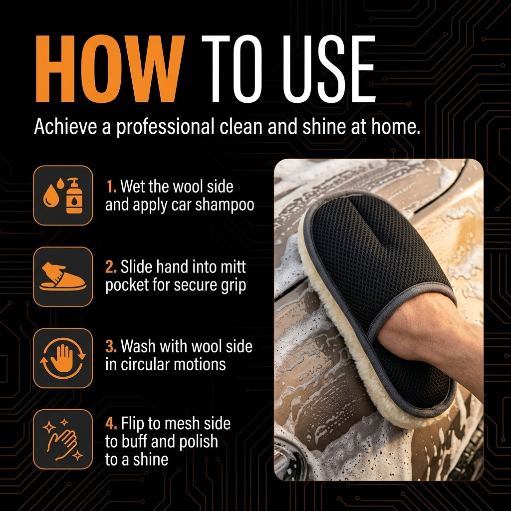 Car Wash & Wax Glove – Dual-Sided Faux Wool Polishing Mitt
