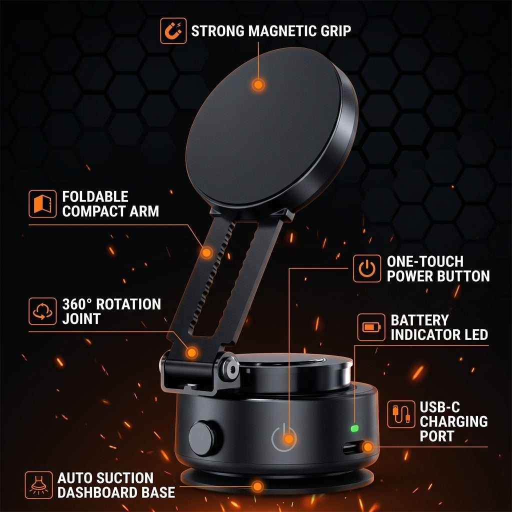 Black microphone stand with features highlighted on a dark background