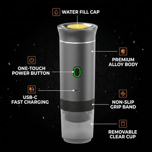 Product with labeled features on a black background